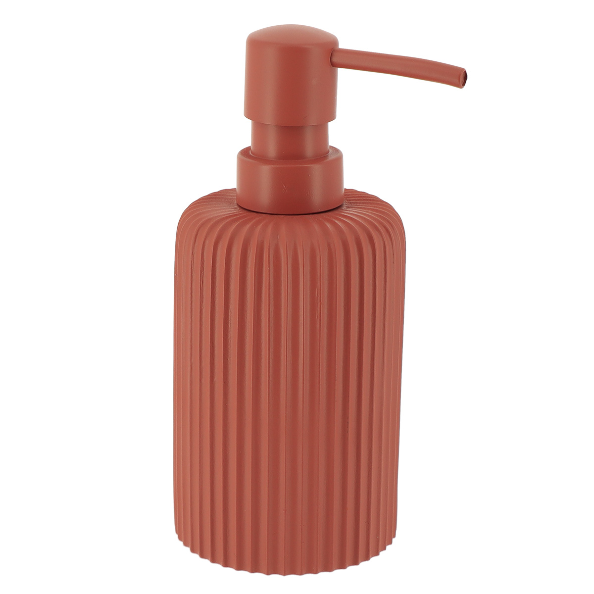 Zeepdispenser geribbeld polyresin terracotta 230ml