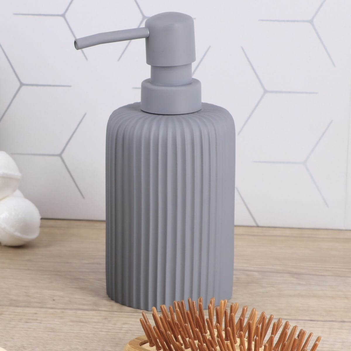 Zeepdispenser polyresin grijs 230ml