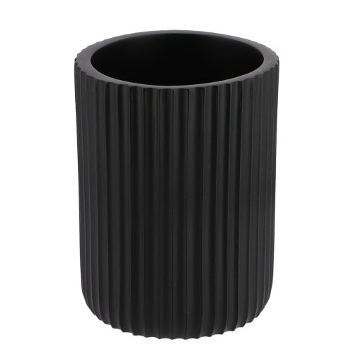 Badkamerbeker geribbeld polyresin zwart 360ml