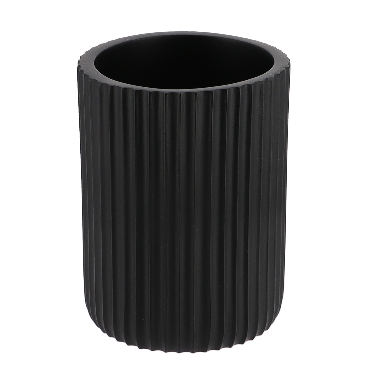 Badkamerbeker geribbeld polyresin zwart 360ml