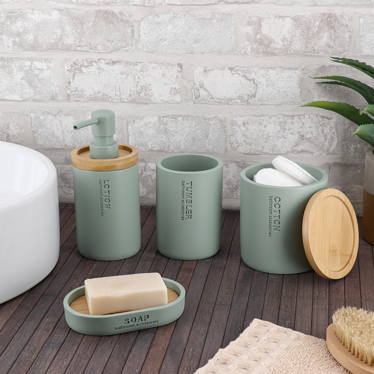 Badkamerbeker polyresin Eucalyptus-groen 330ml