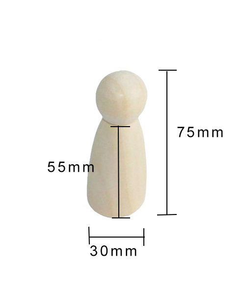 Houten poppetjes vrouwelijk 75mm