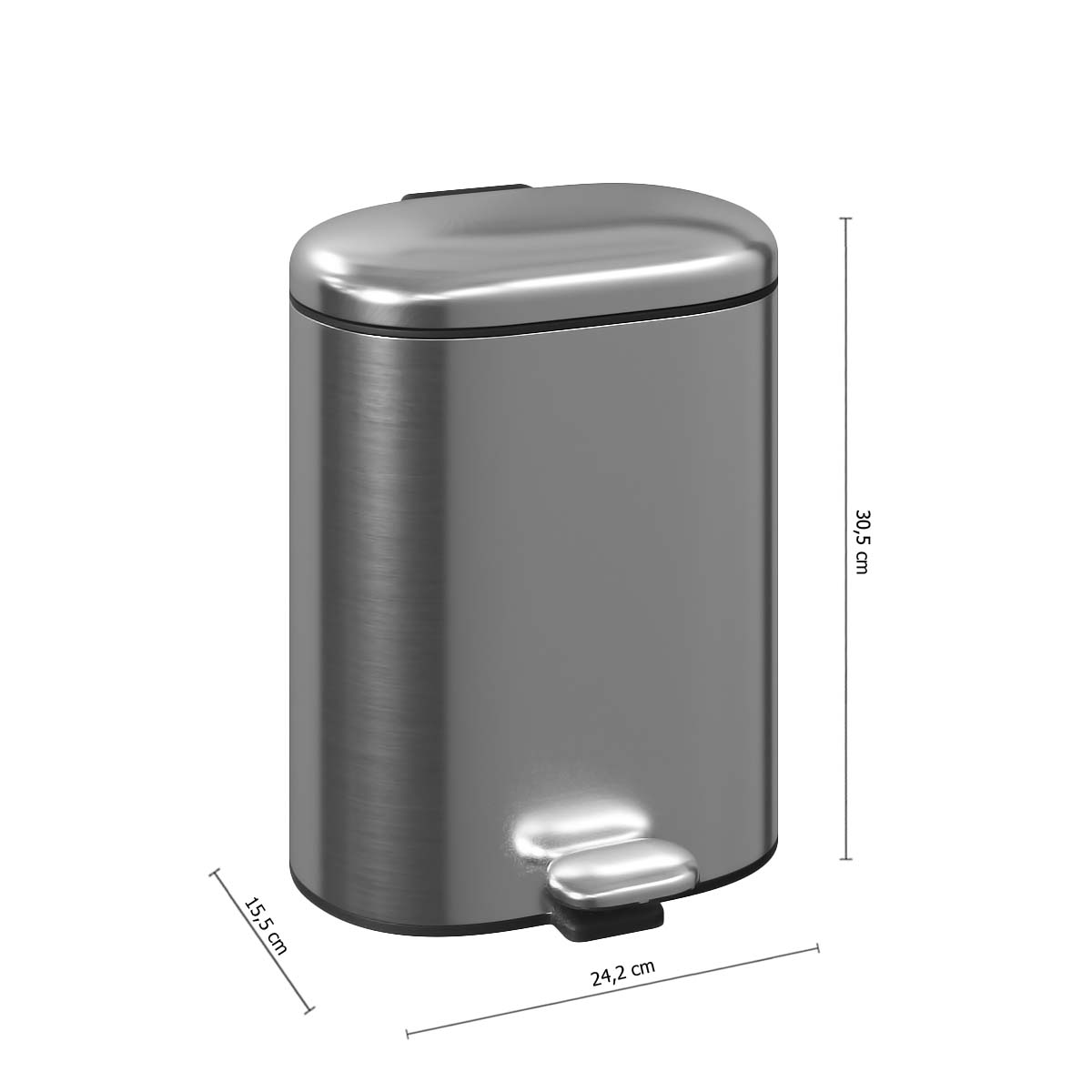 Pedaalemmer RVS zilver 6L