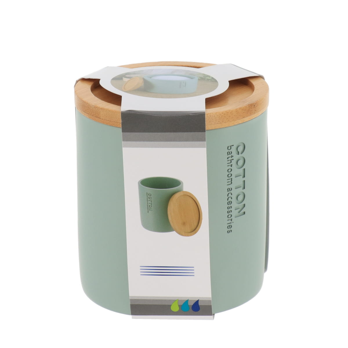 Wattenhouder polyresin bamboe Eucalyptus-groen naturel