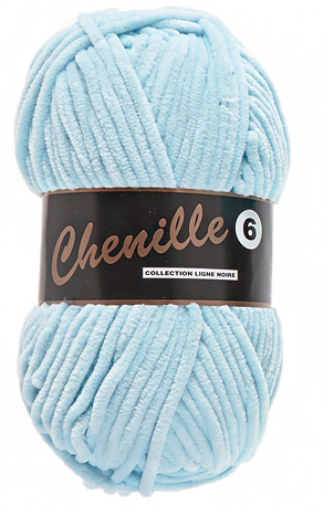 Breigaren chenille lichtblauw 100g
