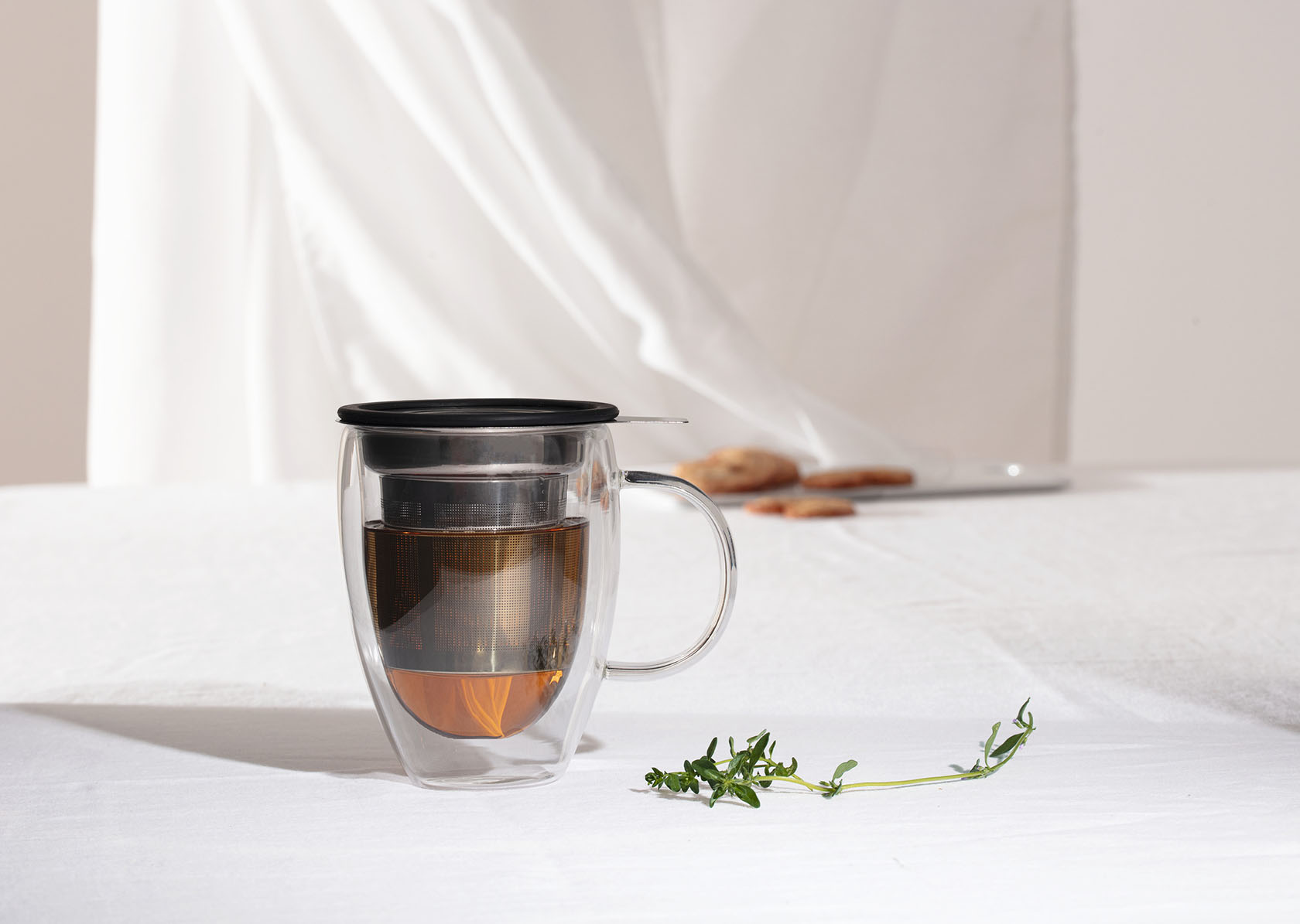 Dubbelwandig theeglas met infuser 300ml