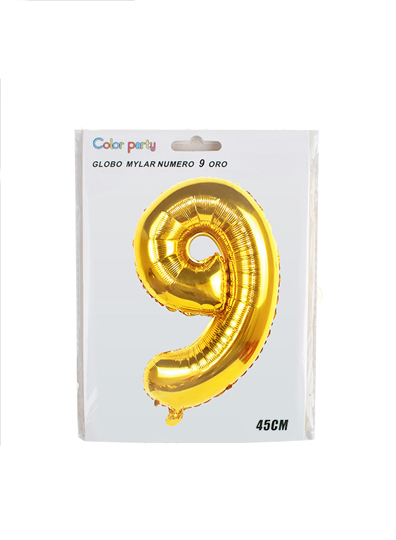 Folieballon goud 45cm cijfer 9
