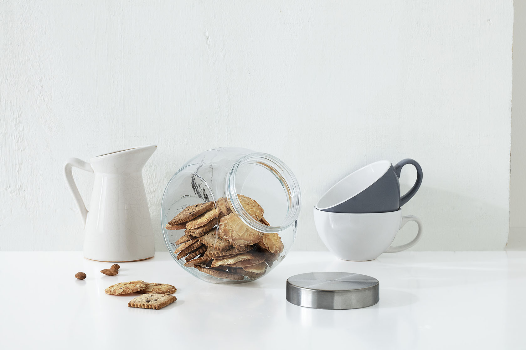 Glazen snoeppot 2,1L metalen deksel