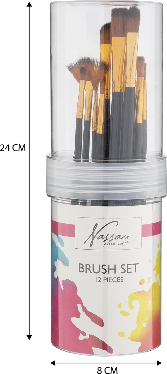 Tekenkwasten set in koker plat-rond 12-dlg