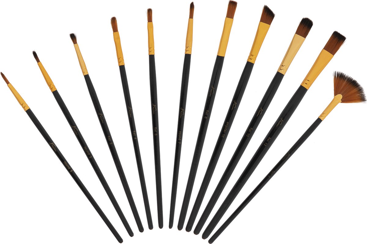 Tekenkwasten set in koker plat-rond 12-dlg