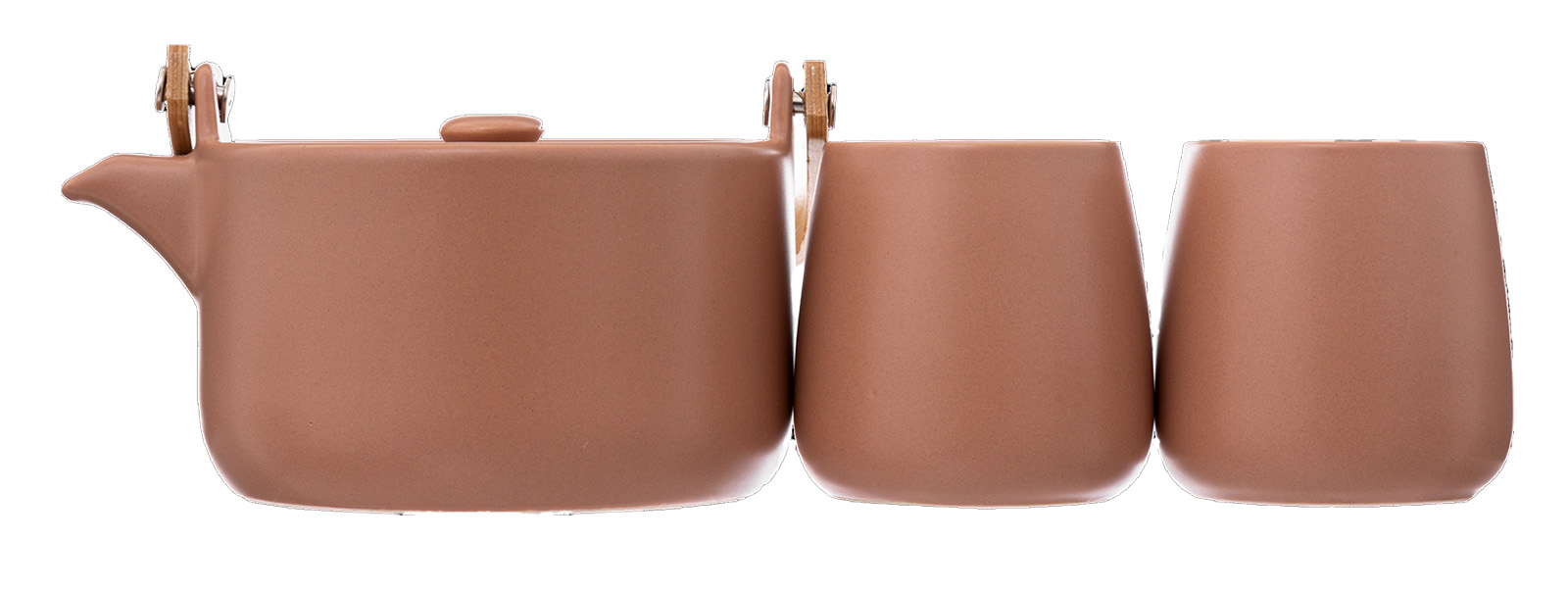 Theepot met 2 mokken set terracotta