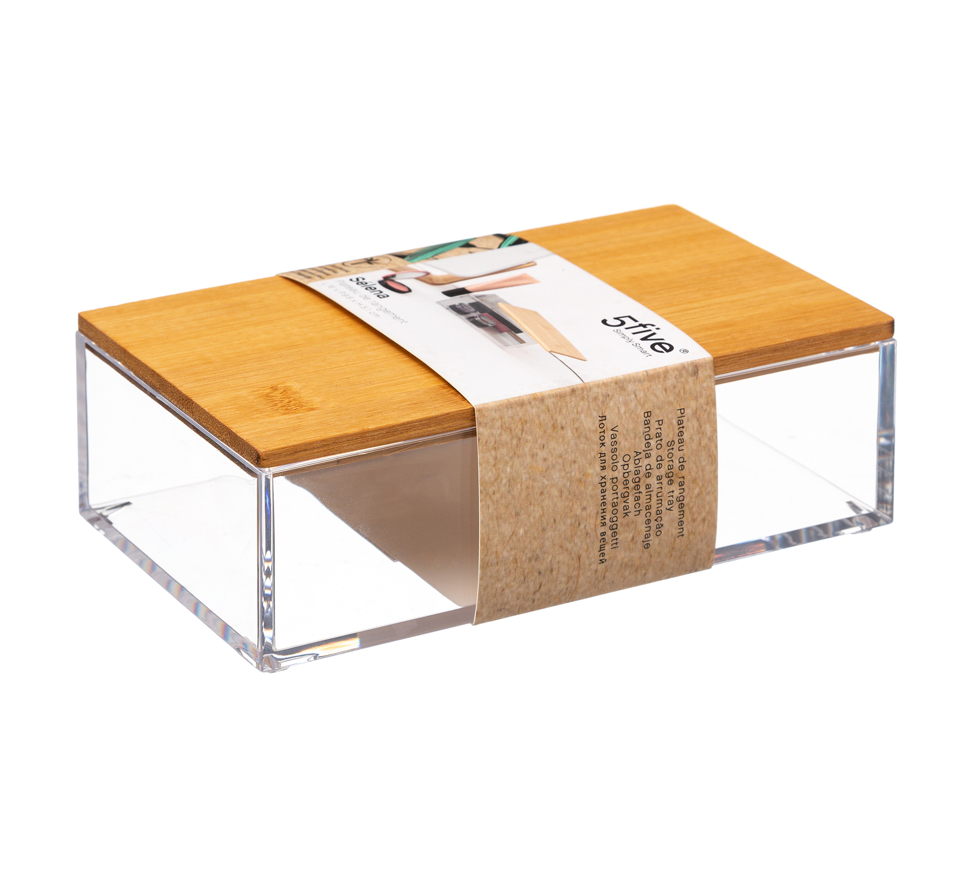 Transparante opbergbak kunststof-bamboe