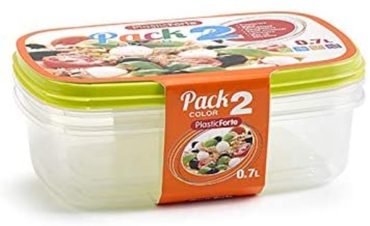 Vershoudbak met deksel 700ml - set van 2