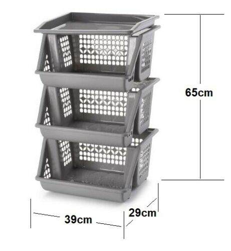 3-vakken stapelbare opbergmaanden licht grijs