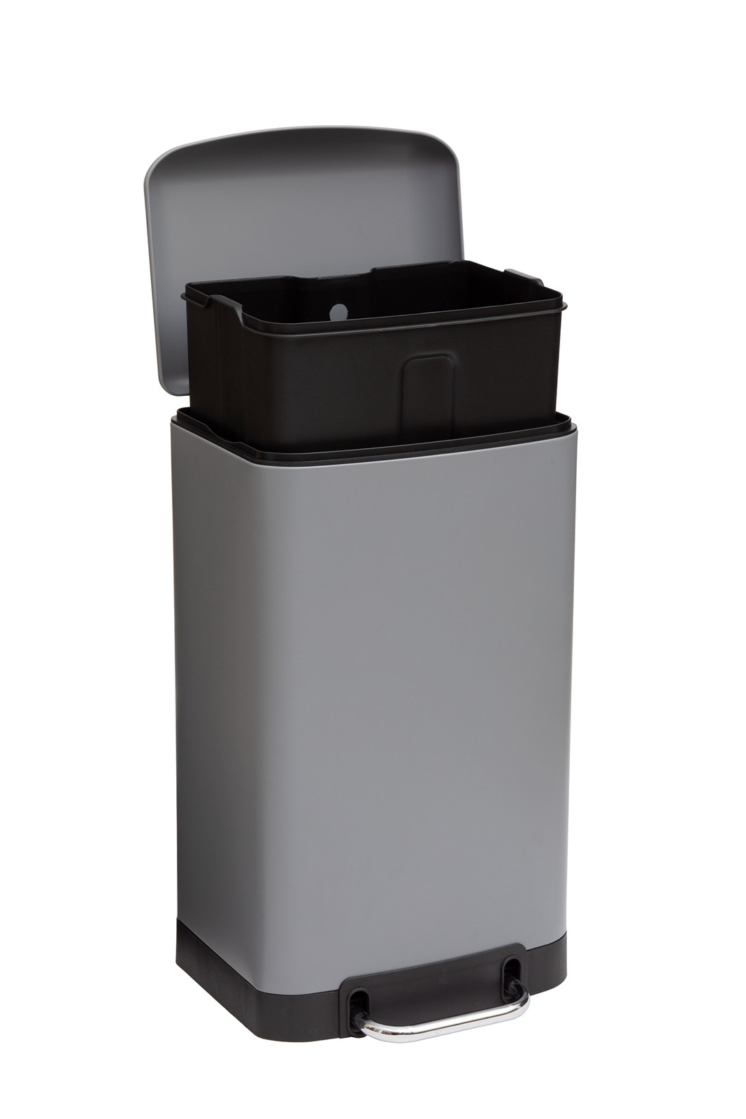 Afvalemmer metaal grijs 30L