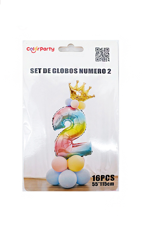 Ballonnenset regenboog 16-delig Cijfer 2