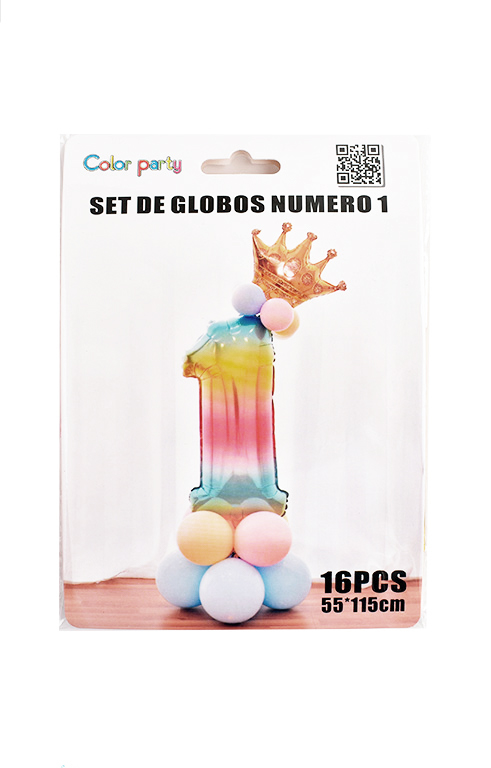 Ballonnenset regenboog 16-delig Cijfer1
