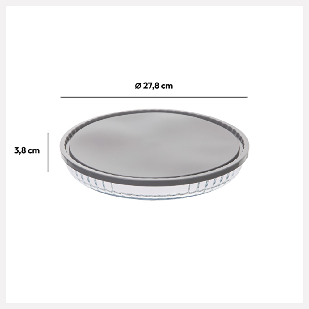 Glazen ovenschaal met deksel D27*4cm