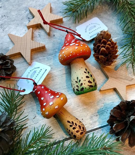 Houten paddenstoelen H5,1cm