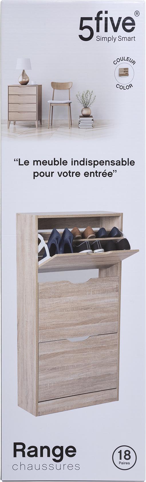 Houten schoenenkast naturel 3-vakken