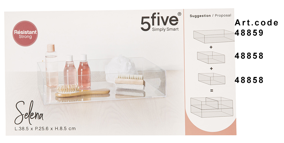 Opbergbak transparant rechthoekig 38,5x25,6x8,5cm