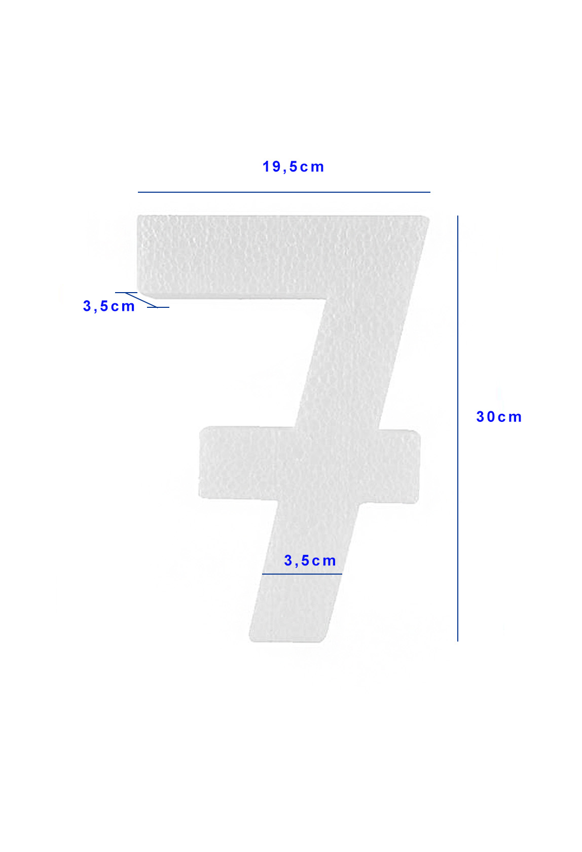 Piepschuim cijfer 7 (30cm)