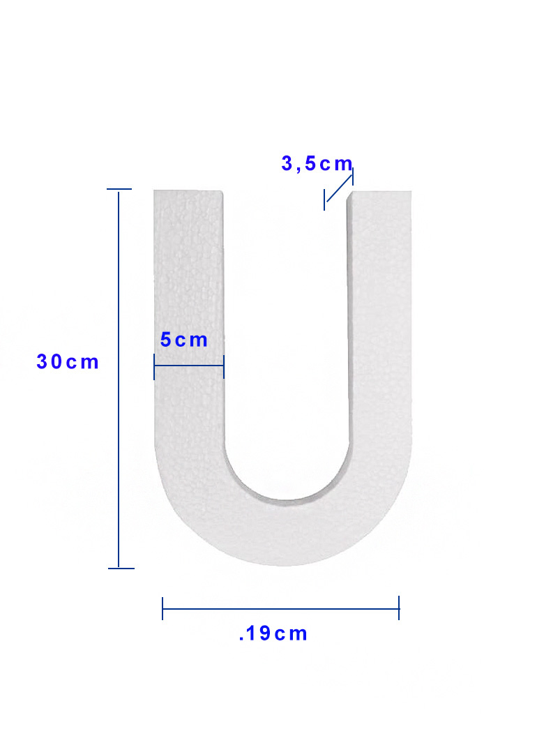 Piepschuim letter U 30cm