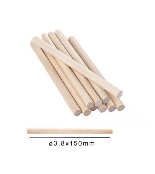 Ronde houten knutselstokjes D3,8*150mm