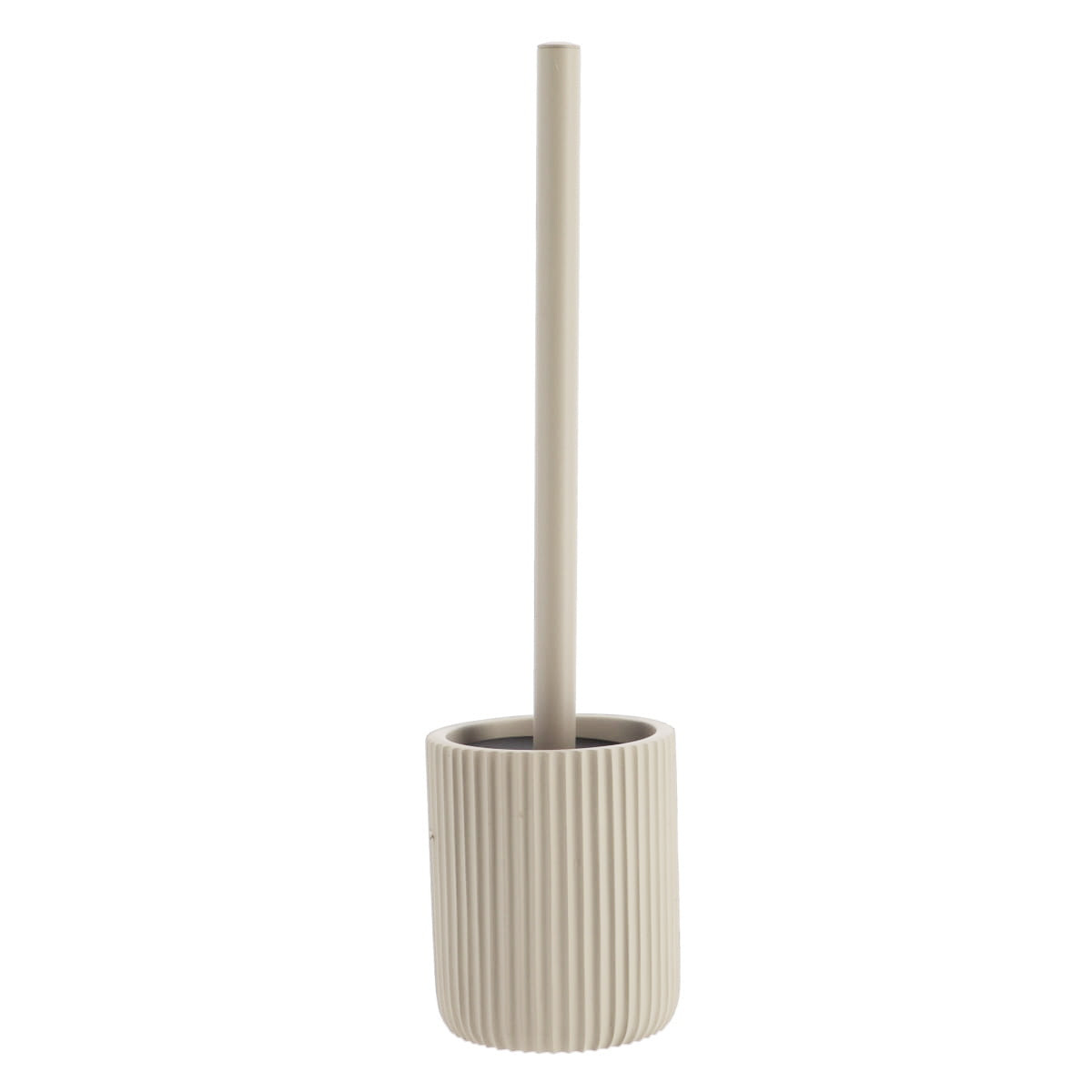 Toiletborstel met geribbelde polyresin houder taupe
