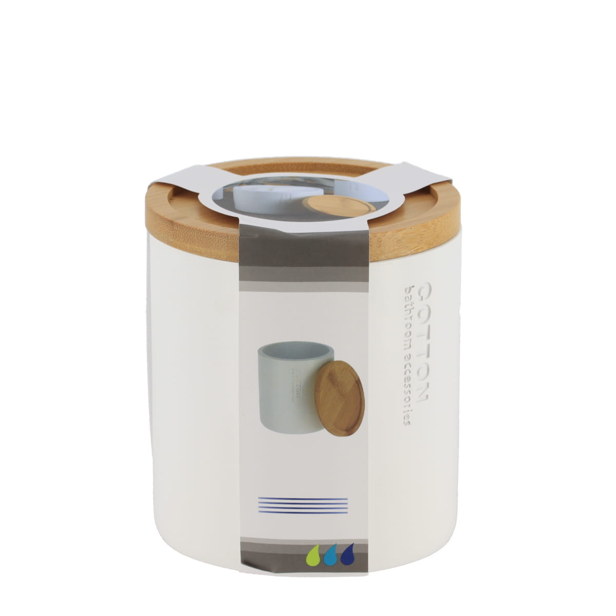 Wattenhouder polyresin bamboe wit naturel