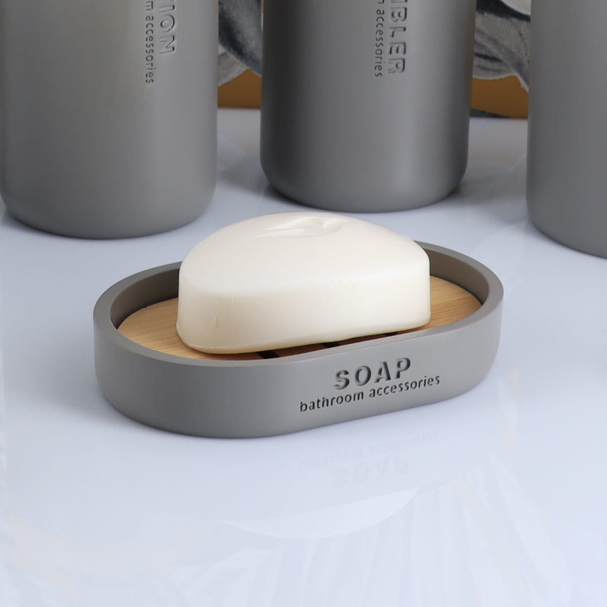 Zeephouder polyresin grijs naturel