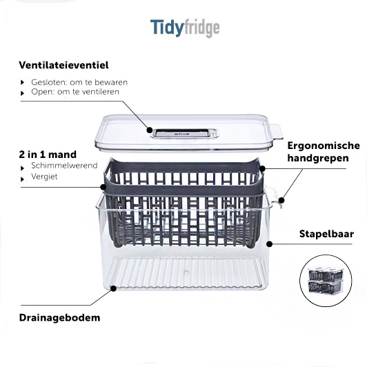 Koelkast opbergbak 24x15cm