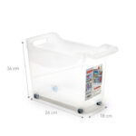 Opbergbox met wieltjes transparant 26x18x36cm