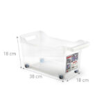 Opbergbox met wieltjes transparant 38x18x18cm