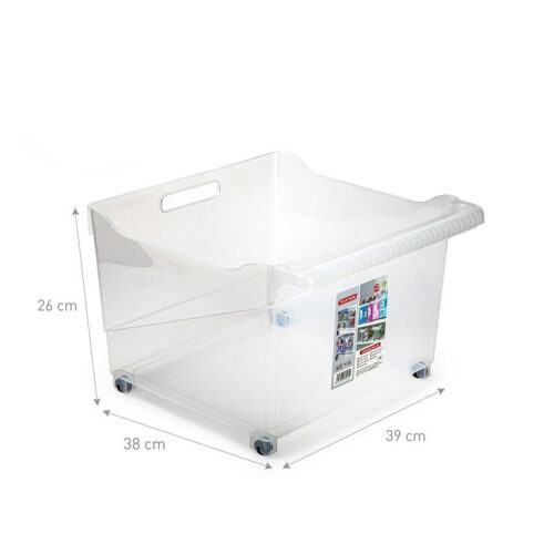 Opbergbox met wieltjes transparant 38x39x26cm