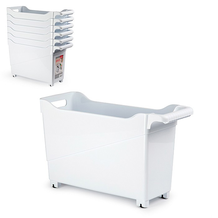 Opbergbox met wieltjes wit 45x17x29cm