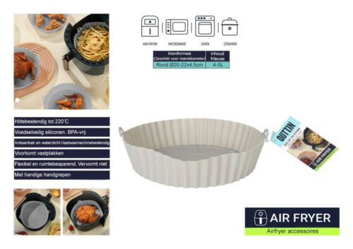 Bakvorm siliconen airfryer ø20-22x5cm