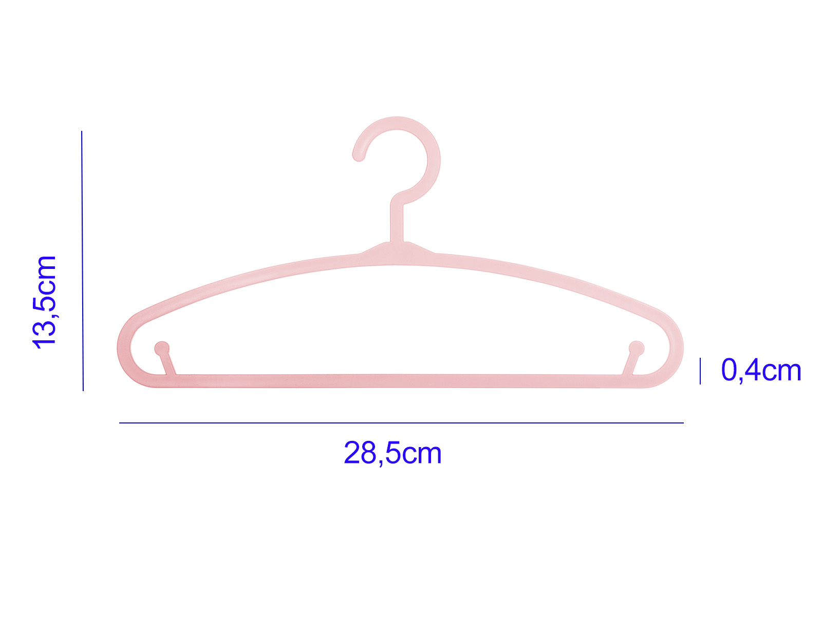 Kinderkledinghangers roze kunststof 28,5cm 6st