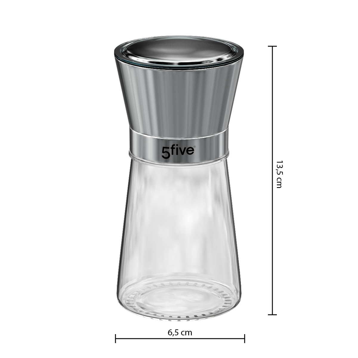 Kruidenmolen glas en RVS 160 ml 13,5cm
