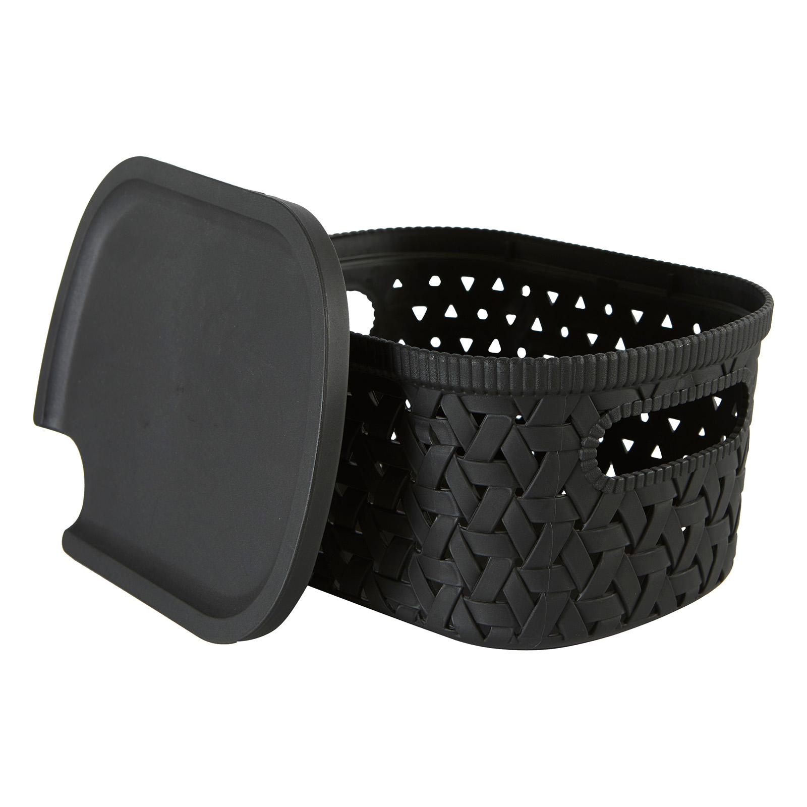 Opbergmand met deksel zwart 20 × 15 × 10 cm