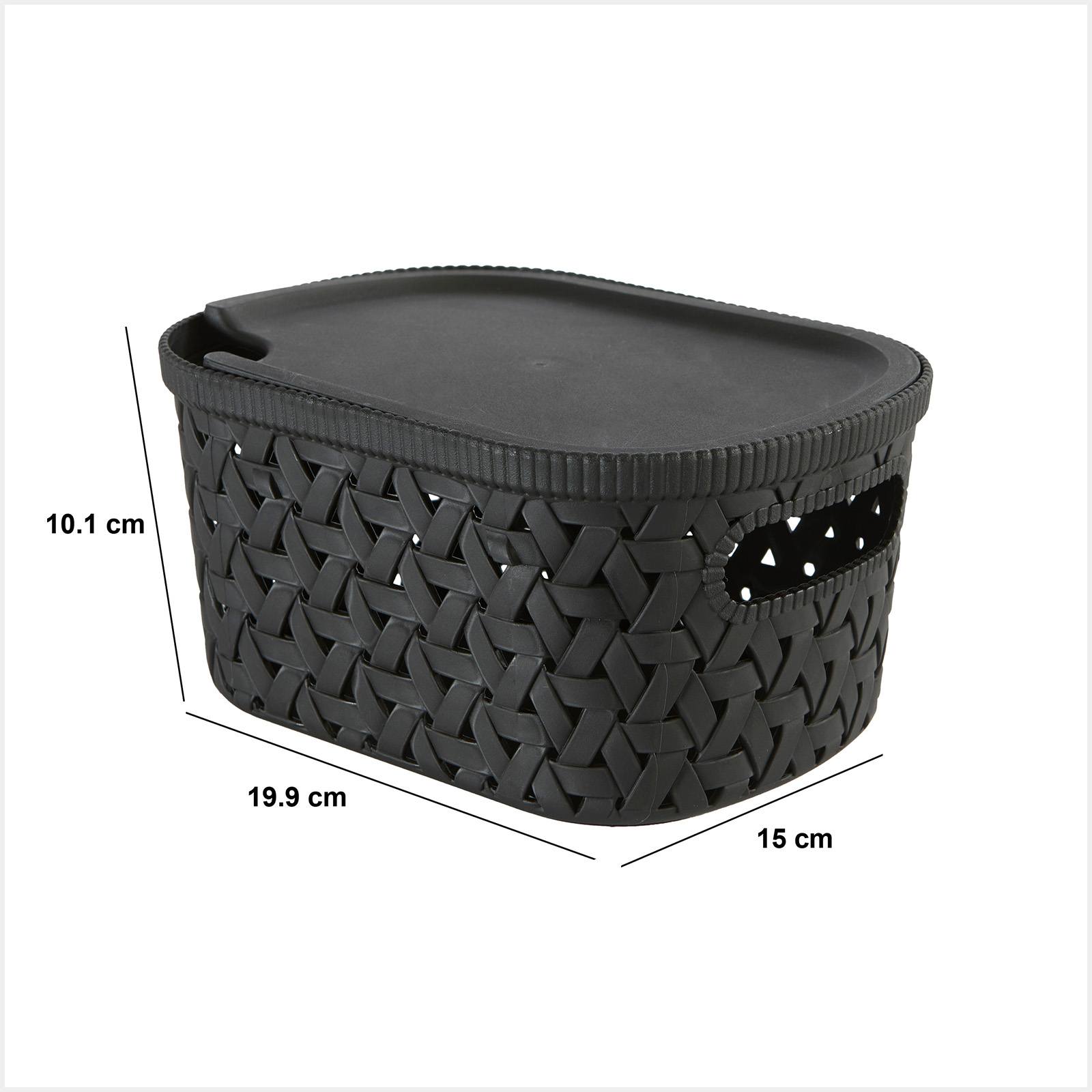 Opbergmand met deksel zwart 20 × 15 × 10 cm