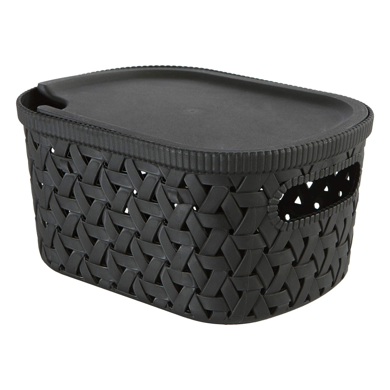 Opbergmand met deksel zwart 20 × 15 × 10 cm