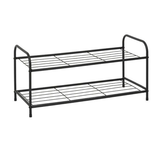 Schoenenrek metaal zwart 2 niveaus 71 × 31 × 33,5 cm