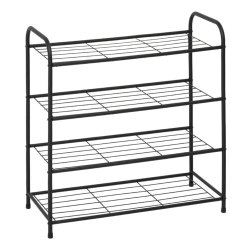 Schoenenrek metaal zwart 4 etages 71 × 31 × 74 cm