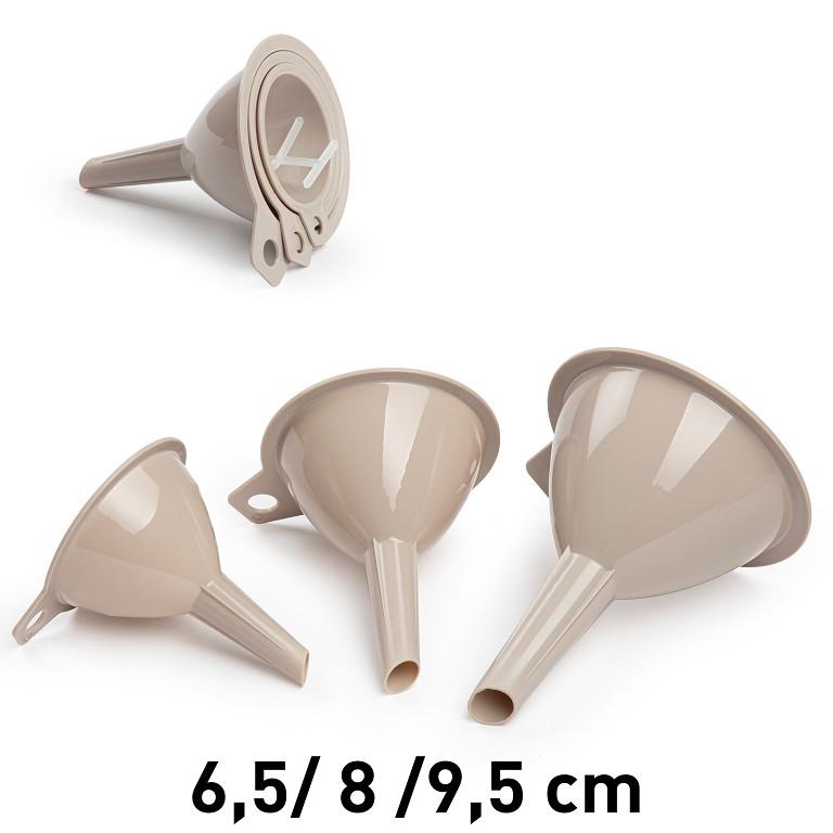 Trechterset kunststof 3-delig 6,5/8/9,5 cm