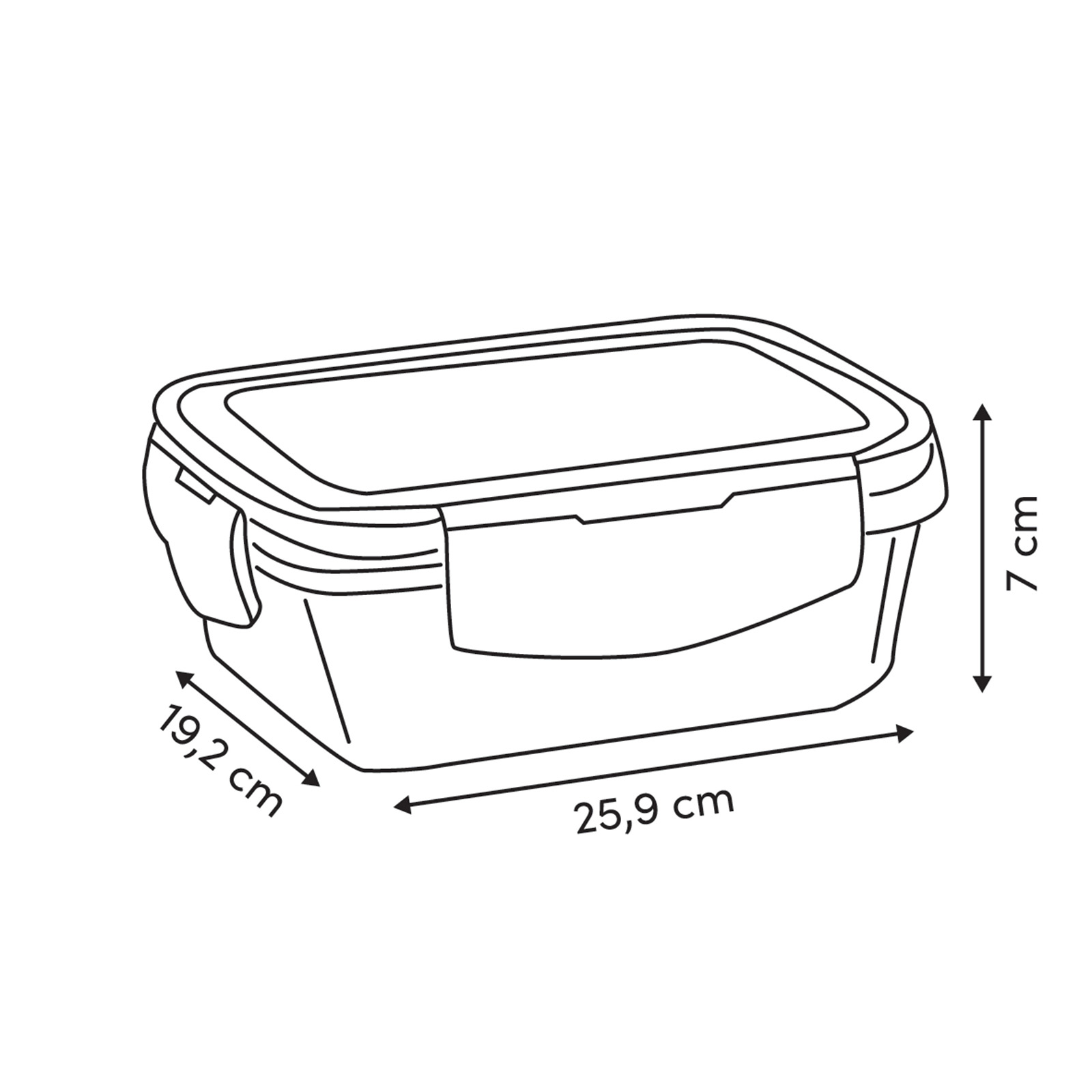 Vershoudbak rechthoekig met klik deksel 2160ml